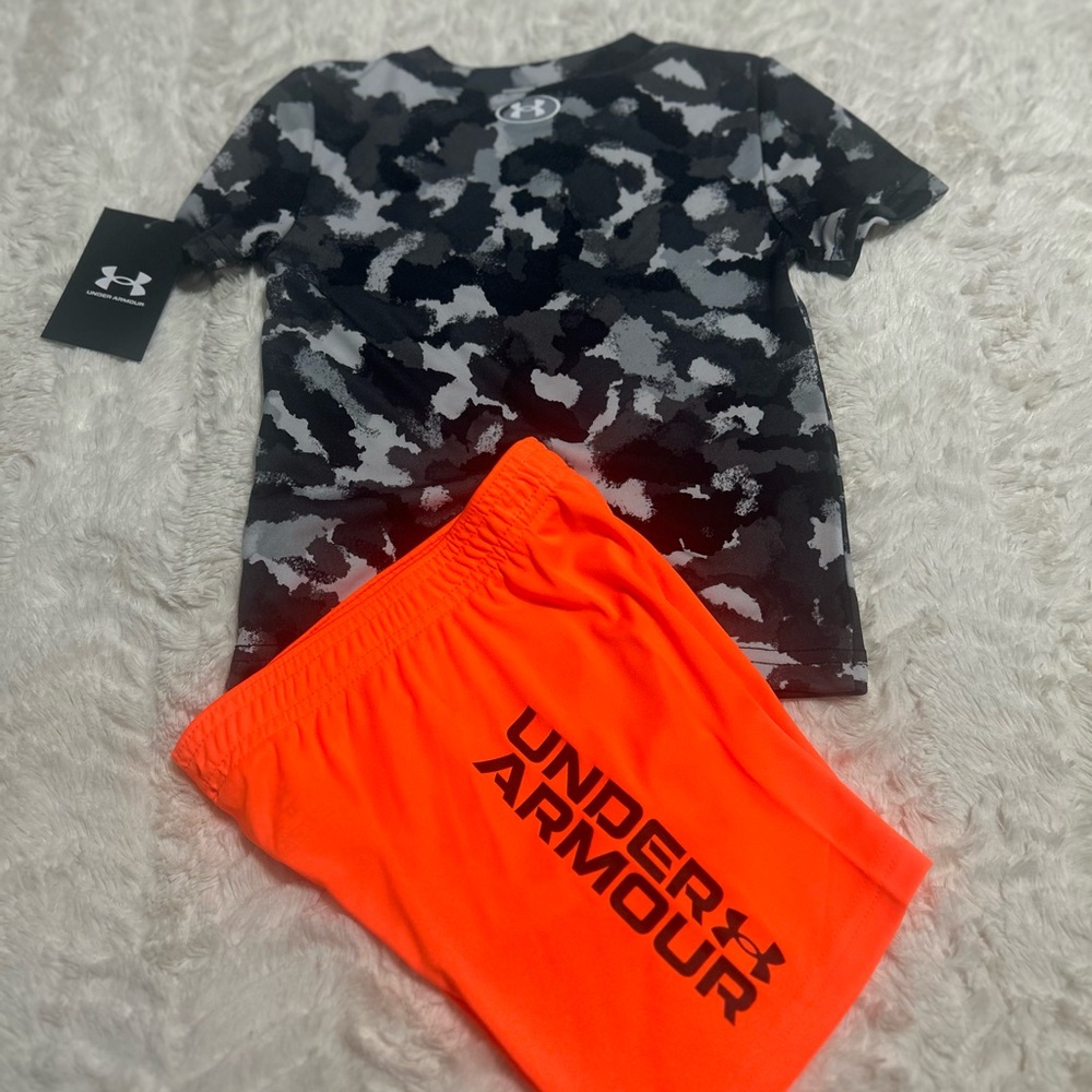 NWT Under Armour Boys Camo T-Shirt & Orange Shorts Matching Set | Size 2T - Picture 4 of 8